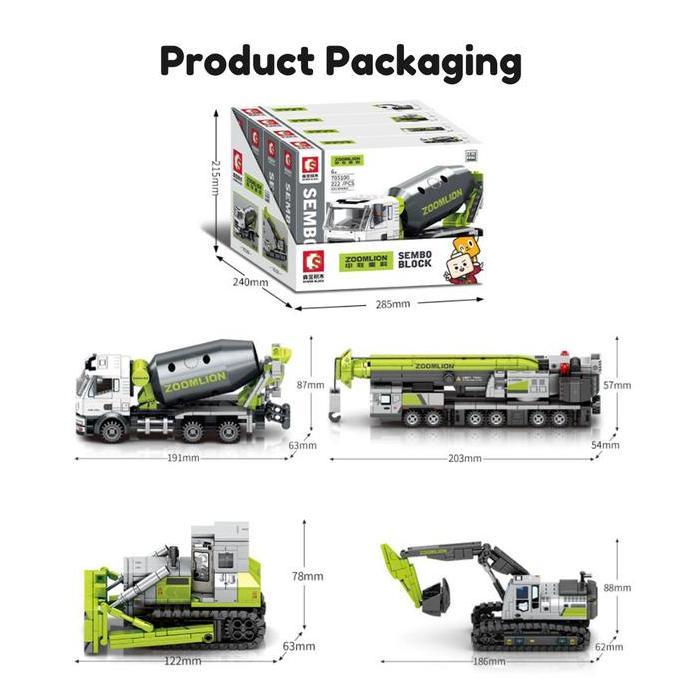 Sembo Block Zoomlion Mainan Anak Building Blocks (705100 - 705103)