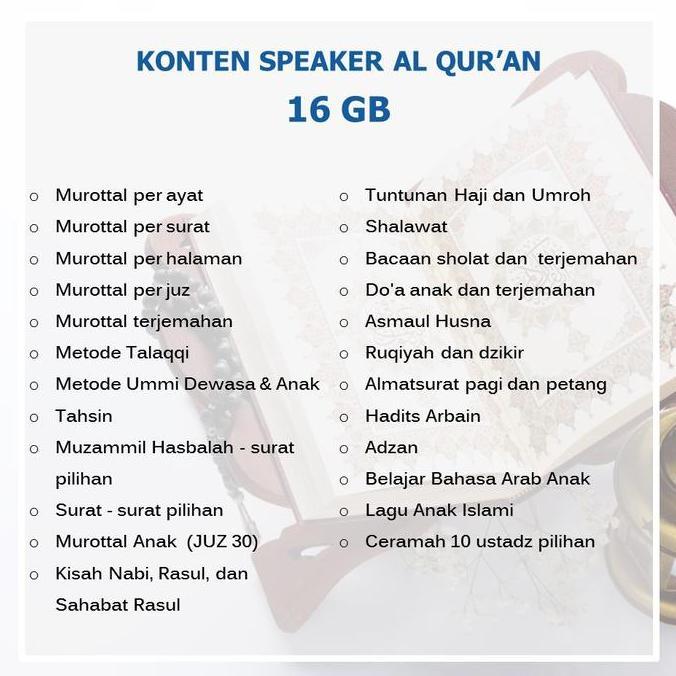 New- SPEAKER MUROTTAL AL QURAN ADVANCE TP 600BT CHIP 16GB