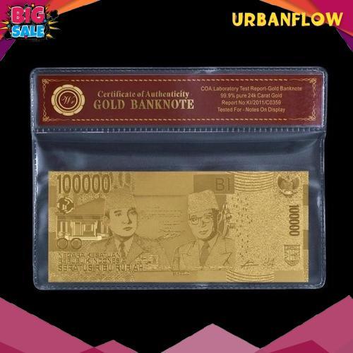Teratas Uang Replika 100.000 Rupiah Lapis Emas 24K Seratus Ribu Gold Plated