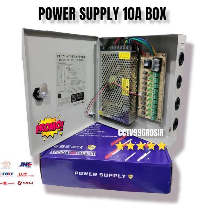 Baru.. Power Supply Box Adaptor Cctv 12V 10A Untuk 8 Cctv