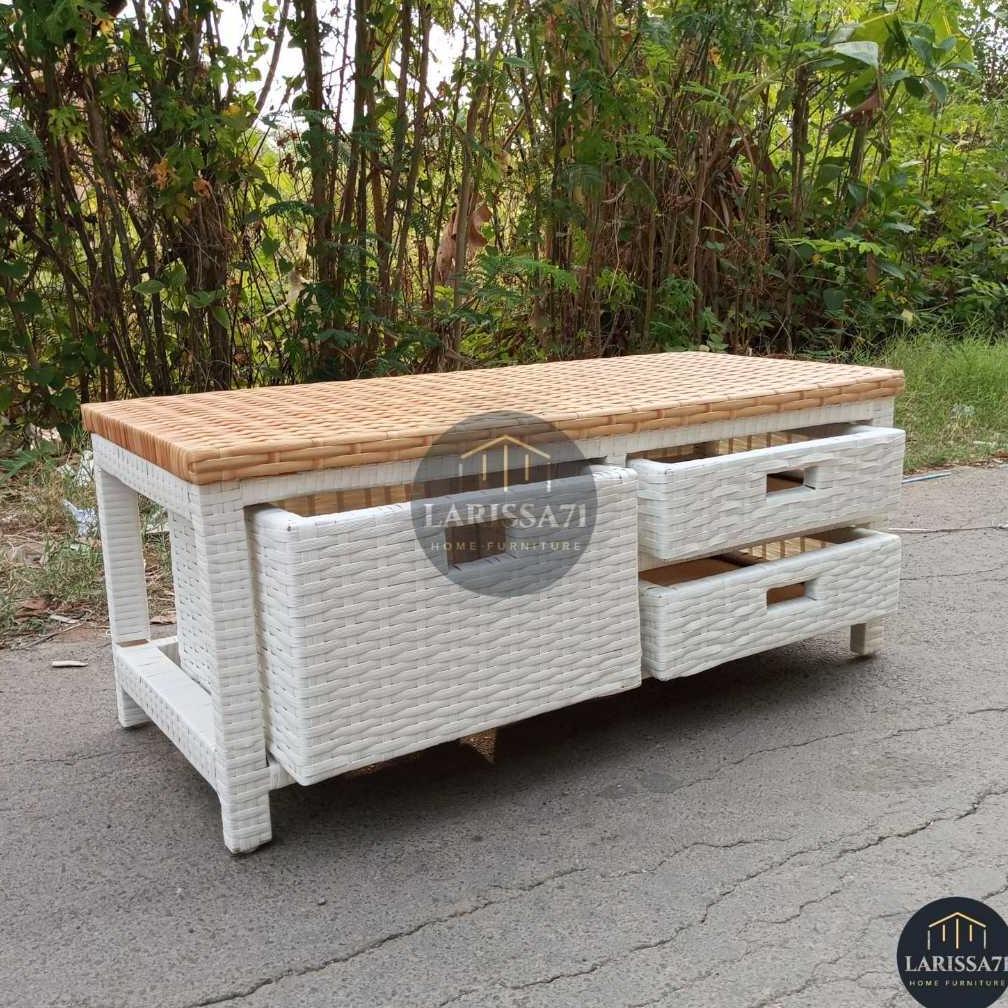 Meja TV Minimalis Rotan Sintetis Lemari Plastik Rotan Sintetis Murah