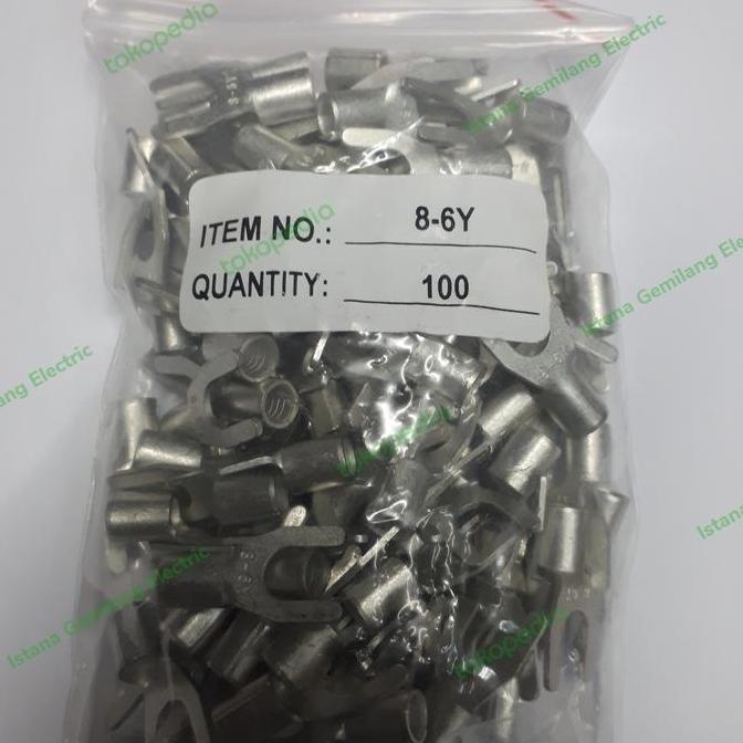 New.. Skun Y 8-6Y Skun Garpu Polos Untuk Kabel 10Mm