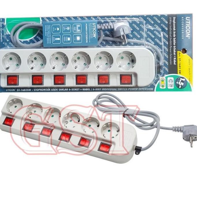 stopkontak saklar kabel isi 6 uticon stop kontak lubang