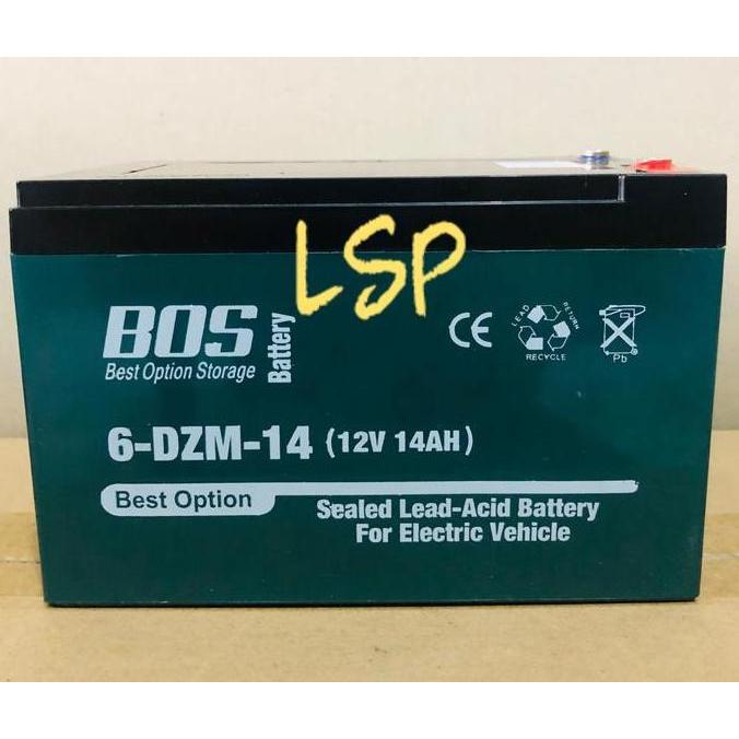 NEW Aki Sepeda Listrik BOS 6-DZF-12 / 6-DZF-14 6-DZM-14 (12V 12 / 14Ah)