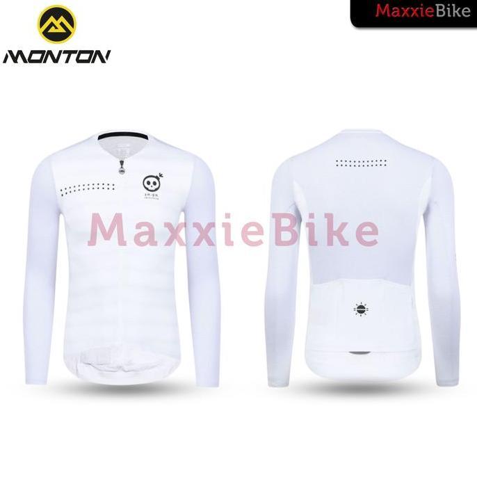 Monton Baju Jersey Sepeda Pria Lengan Panjang AM PM Long Sleeve Cycling Jersey Skull Monton Sport