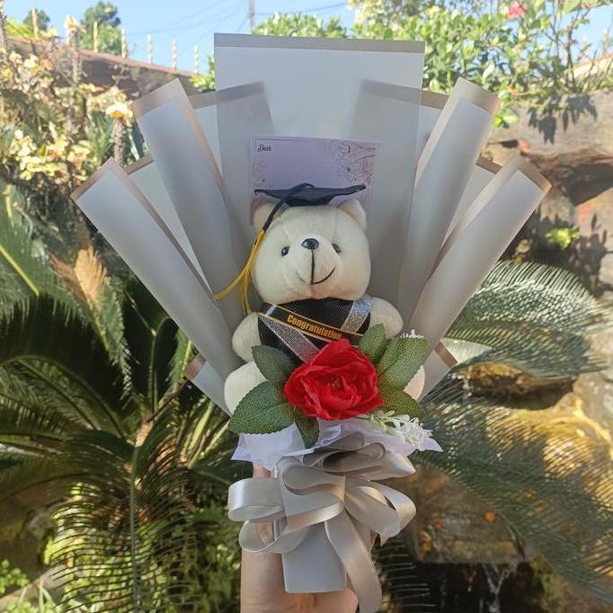 Buket Boneka Wisuda Murah | Buket boneka dan bunga free custom nama