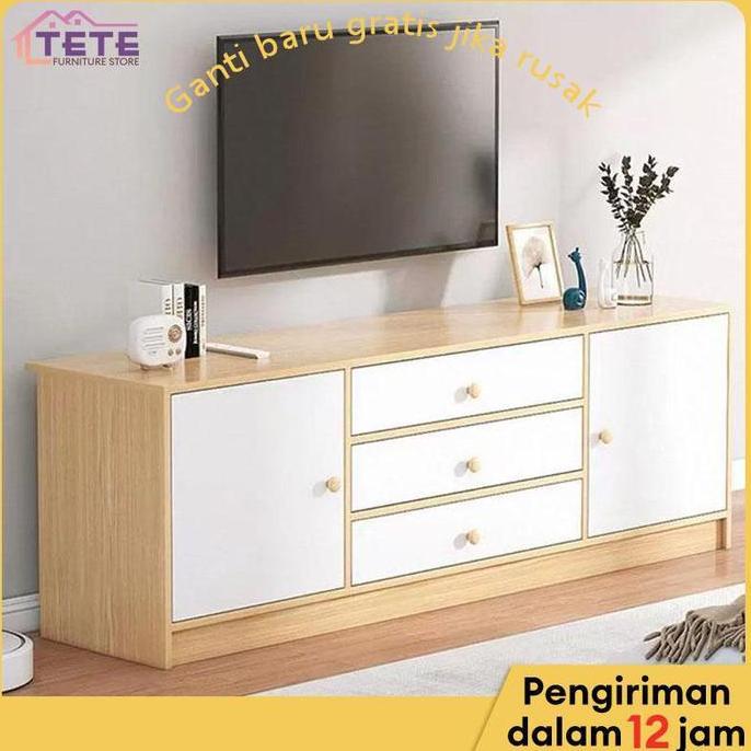 TETE_ Meja TV 160CM 140CM 120CM Lemari TV Kayu Minimalis Modern Rak TV Kabinet TV Kayu Solid Unit Pe