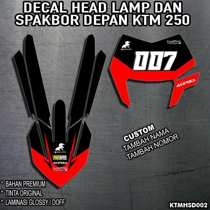Decal Head Lamp Dan Papan Nomor KTM 250