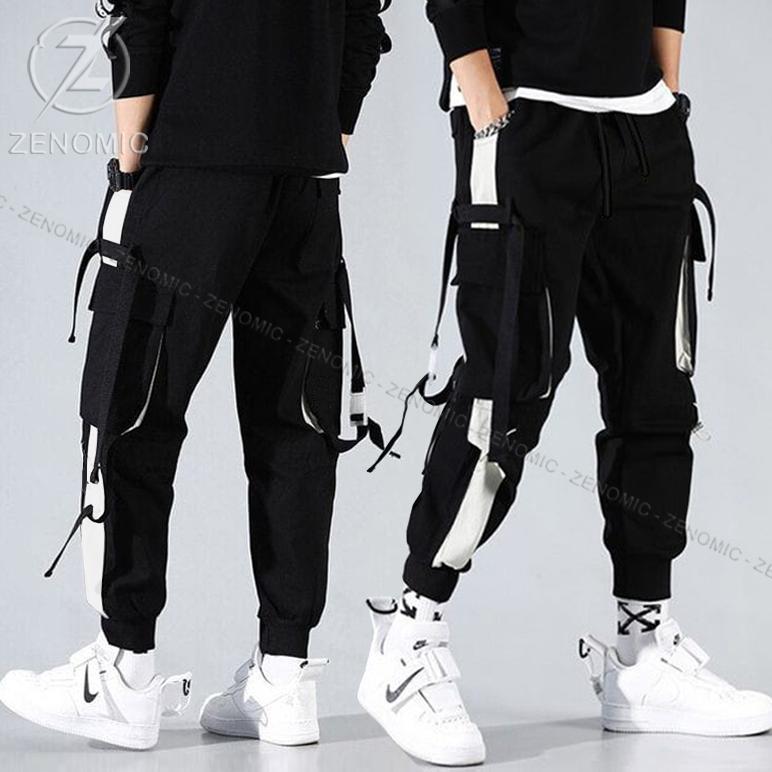 CELANA CARGO PANTS MEN SIX POCKET JOGGER TRENDY FASHION LOOSE VERSI KOREA STYLE