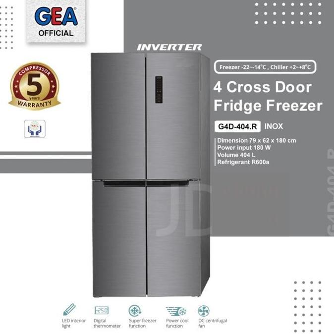 Sale Promo Murah Kulkas 4 Pintu - Inox Silver | Gea G4D 404 | G4D404