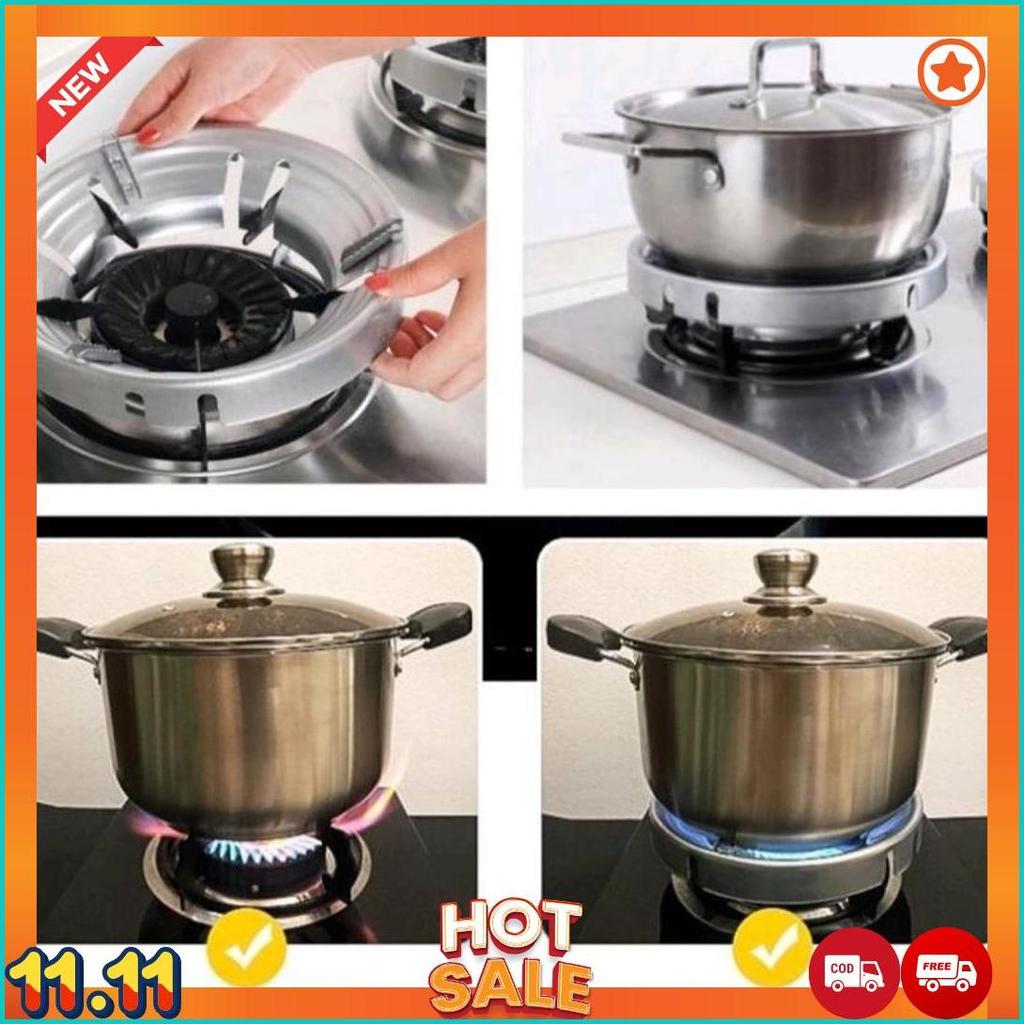 Ikiloshop Stove Cover Pelindung Api Tatakan Kompor Penghemat Gas Stainless Api Biru Cod [H3]