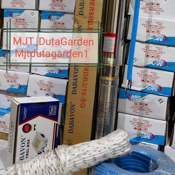 Pompa Satelit 3 Inch Dabavon 0.75Hp 550Watt 3Dmdb 3/16 + Kabel Biru Mika 50Mtr (Belum Tersambung)+Ta