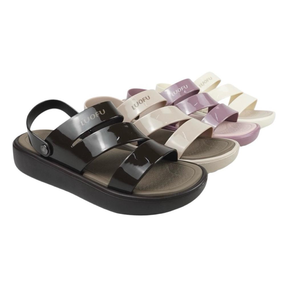 LUOFU Sendal Kokop Z Glossy Jelly Karet Eva Wanita Tali Belakang E7224B-E01 [H01]