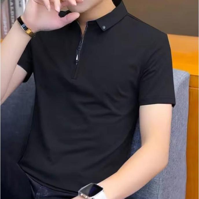 Baju kaos kerah SLETING keren terbaru / baju kerah polos model fashion pria casual / kaos kerah wang