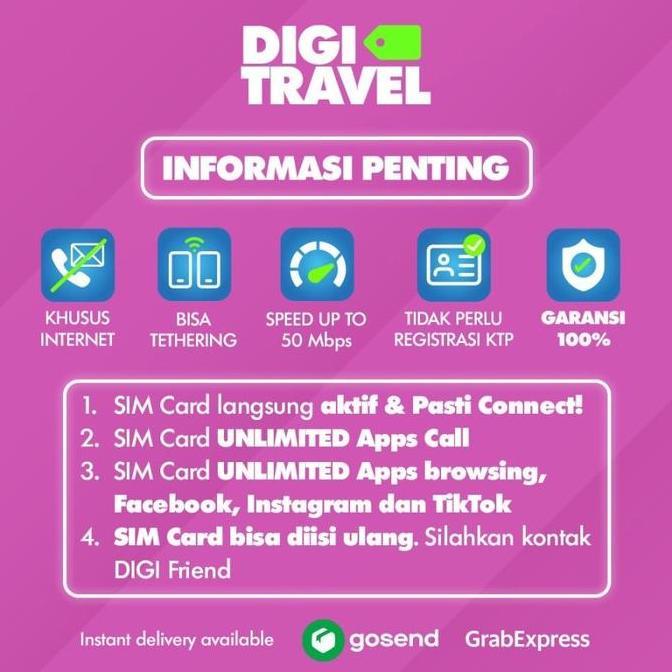 Digi Travel Sim Card South Korea Extra Kuota | Simcard Internet Korsel - 1Gb, 10 Hari