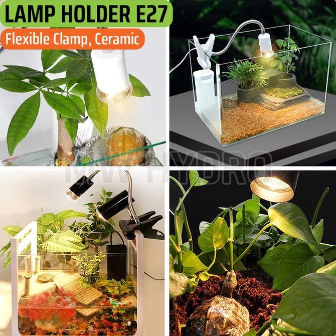 Flexible Ceramic E27 Lamp Holder Clamp, Fitting Jepit Lampu Fleksibel