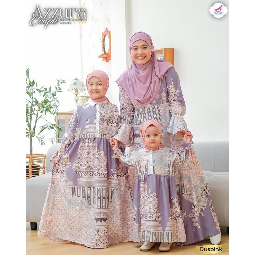Azura Dress Gamis Couple Ibu dan Anak Perempuan Lebaran 2025 Zalira Couple mom and kids mewah Zalira