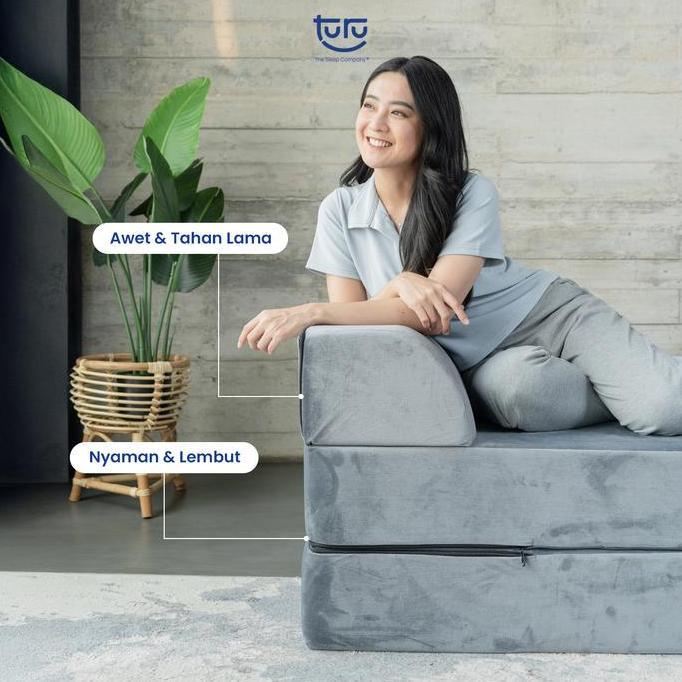 Terlaris Turu Sofa Bed 2In1 Uk. 120X190 Turu Minimalis Grey / Trifold Kasur Sofa