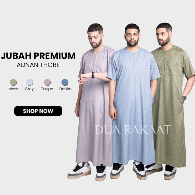 ADNAN THOBES Gamis Sultan Jubah Abaya Thobe Pria Muslim Lebaran Viral Bahan Katun Premium New Collec