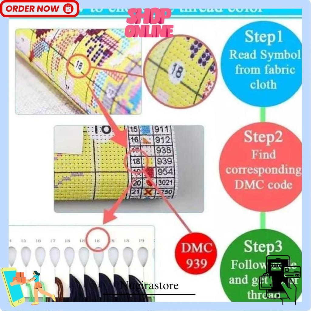 Cross Stitch Pattern Kristik Modern Paket Kristik Orchid Cross Stitch Custom Ukuran Besar 40X50Cm Gr