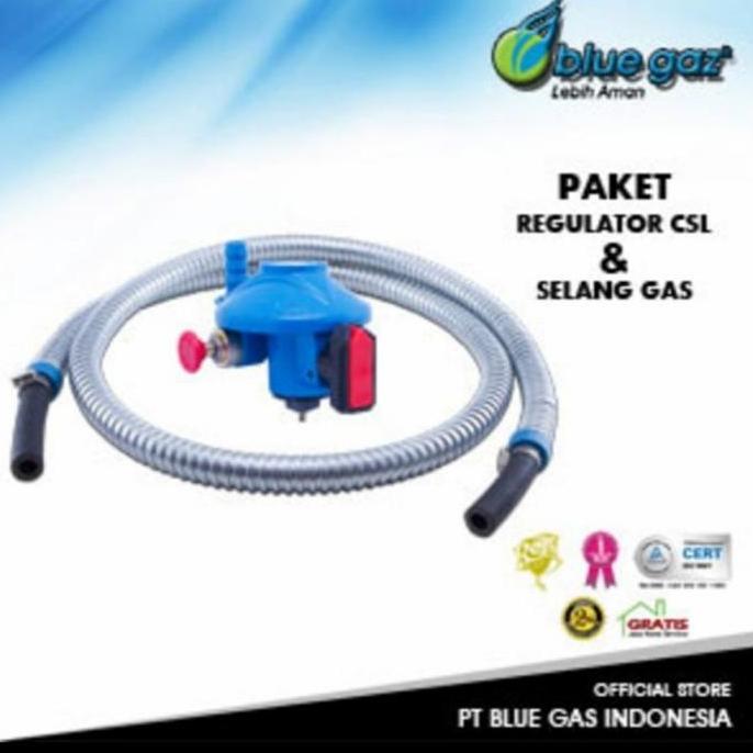 PAKET HEMAT Regulator + Selang BLUE GAS GAZ LPG Bagus Aman Murah SNI