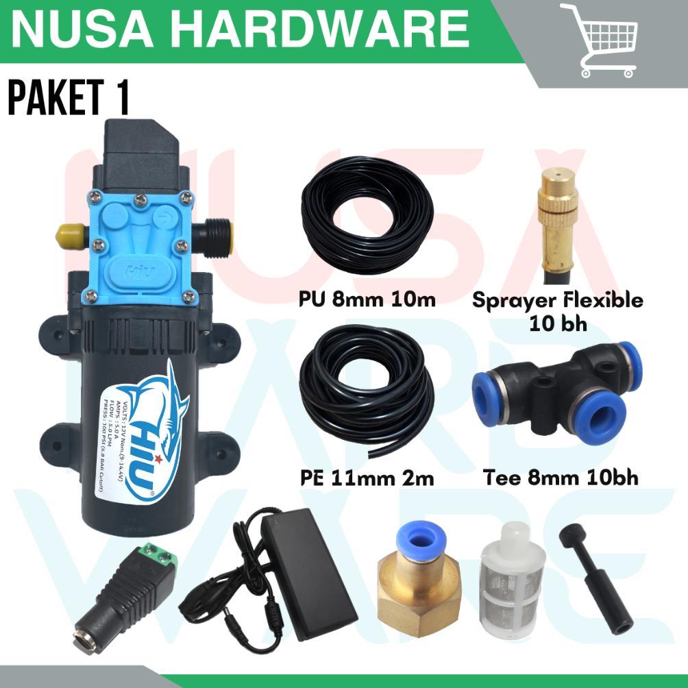 Paket Sprayer Flexible Tube 10 Titik Adjustable - Pompa HIU 100Psi DC 12V + Smart Timer WiFi Support