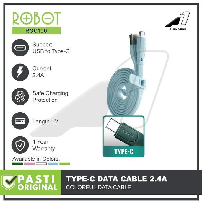 ROBOT Kabel Data Type C RGC100 Kabel Charger Casan HP Quick Charge