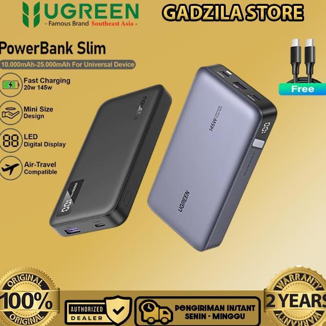 UGREEN Powerbank ATL Batterai 10000mAh - 25000mAh LED Display Fast Charging Max 22.5W For Laptop Ser