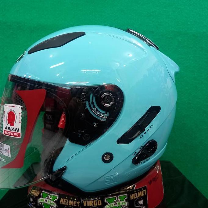 KYT HELM SOLID FLAT R AQUA DOUBLE VISOR