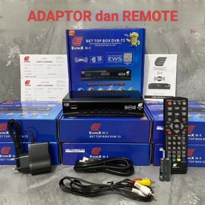 adaptor set top box EVINIX H1 spare part stb EVINIX ungu remote control stb evinix biru receiver tv 