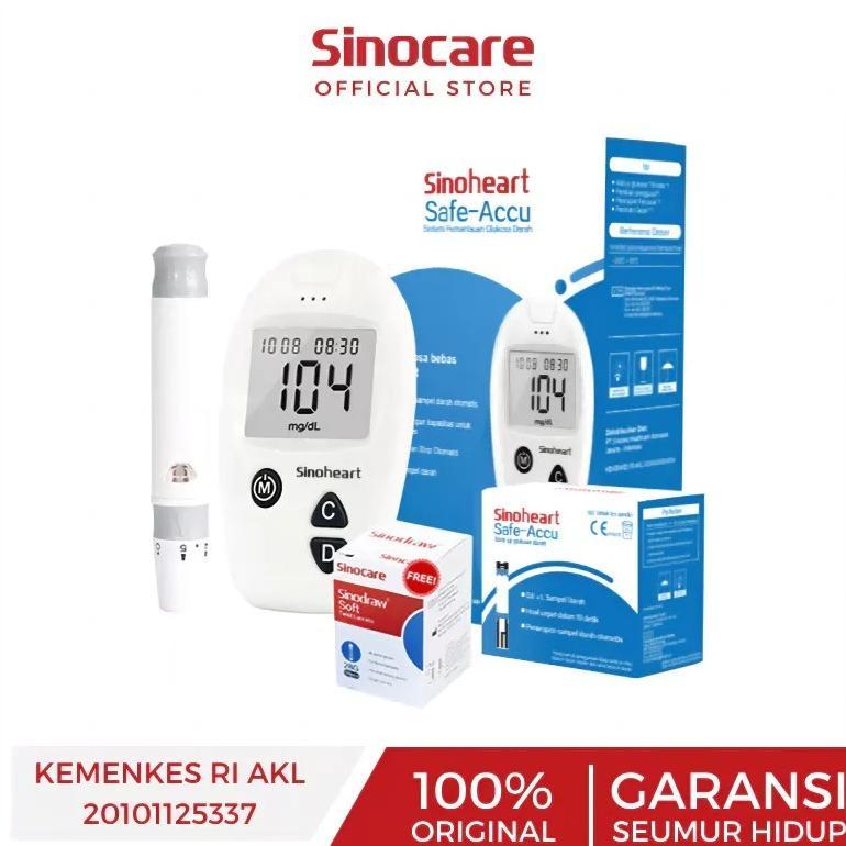 Sinocare Sinoheart Paket Lengkap Isi 25 Alat Ukur Cek Gula Darah Instant Alat Tes Gula darah