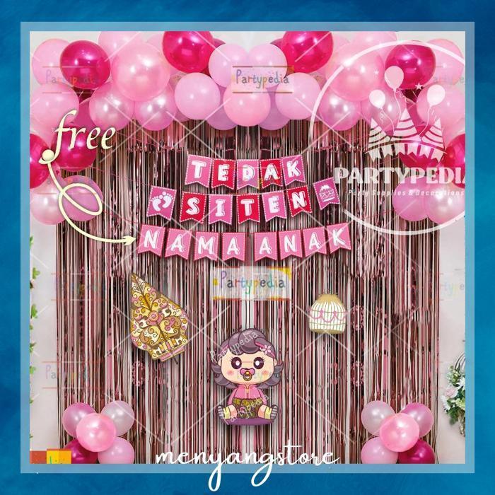 menyangstore Paket Dekorasi Tedak Siten Bayi Perempuan Balon Latex Berkualitas