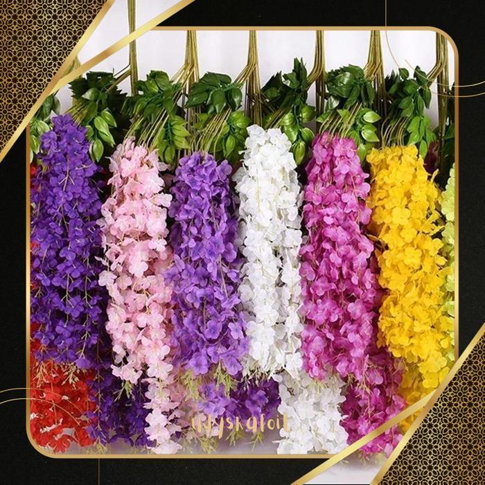 Murah Meriah [ 1 Lusin/12 pcs ] WISTERIA GANTUNG JUMBO / Bunga Wisteria Besar warna Putih Original