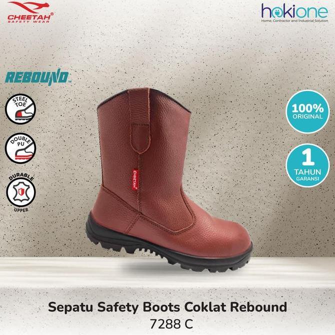 Sepatu Safety Cheetah Boots Coklat Rebound 7288C Safety Shoes Cheetah High Pria