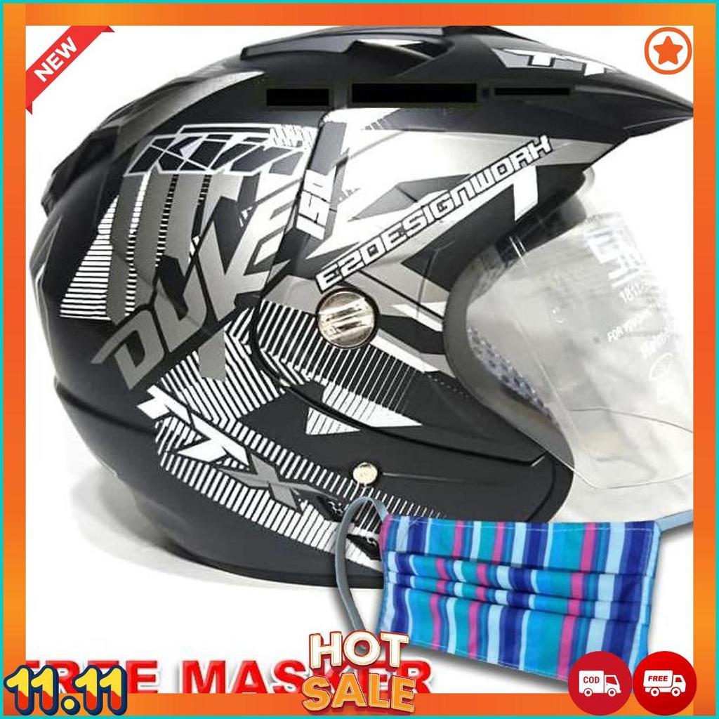 11.11 Helmet Double Visor Dua Kaca Helem Duke Doff  Helm Cod