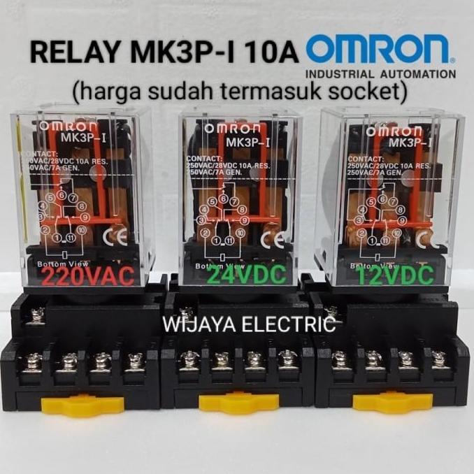 relay Omron mk3/mk3p/mk3p-i 12vdc 10a 11kaki+socket ASLI