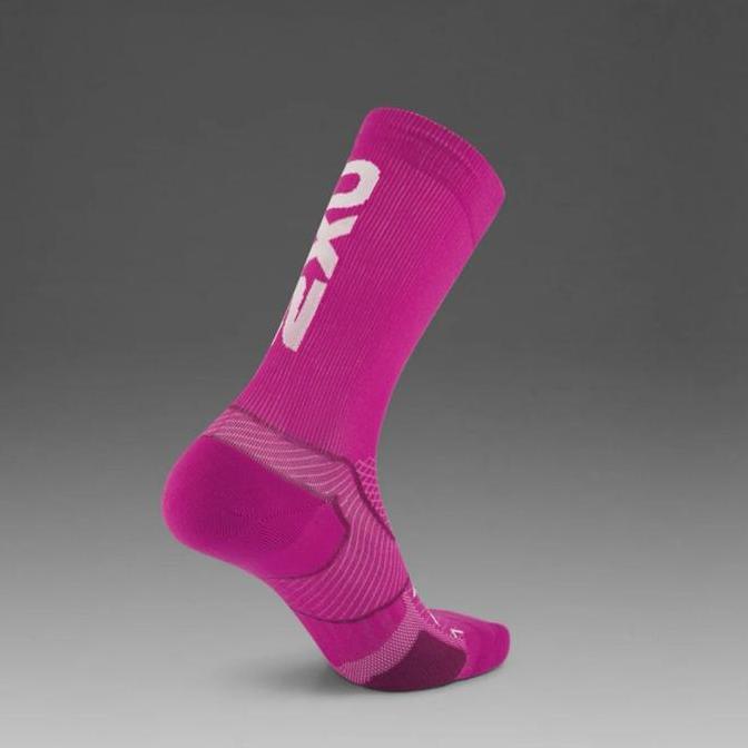 Promo 2XU Vectr Cushion Compression Crew Sock - kaos kaki lari kompres 2XU - Hyper Violet/White (HVT