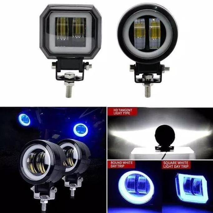 bangtapan21 - lampu led tembak x2 kotak/bulat 2w 4d sorot motor mobil cut off