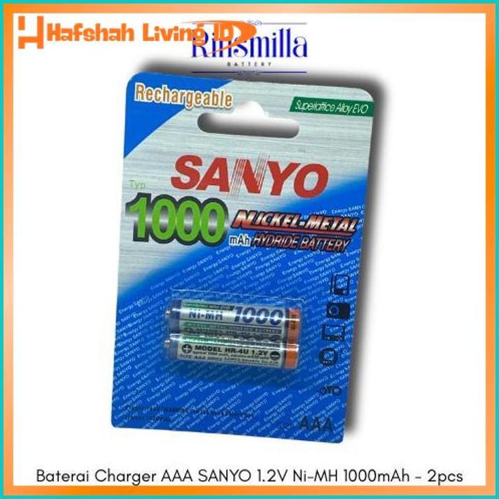 Batre/Baterai Charger Aaa Sanyo 1.2V Ni-Mh 1000Mah - 2Pcs