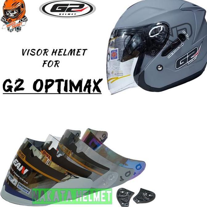 Kaca helm G2 OPTIMAX flat visor helmet g2 optimax hitam red gold blue bening