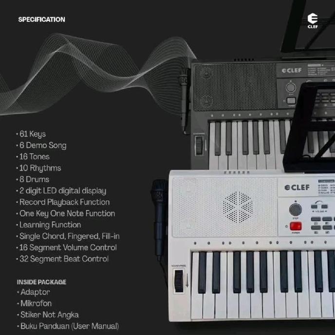 Clef Keyboard 61 Keys Portable Keyboard