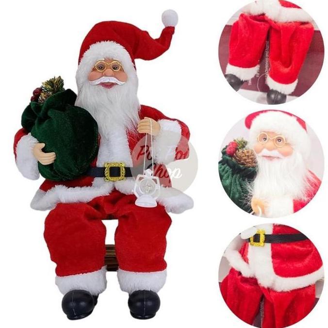 >>>>>] Patung Santa Natal 30cm Duduk Polos Figur Boneka Santaclaus Premium Sinterklas Christmas Hadi
