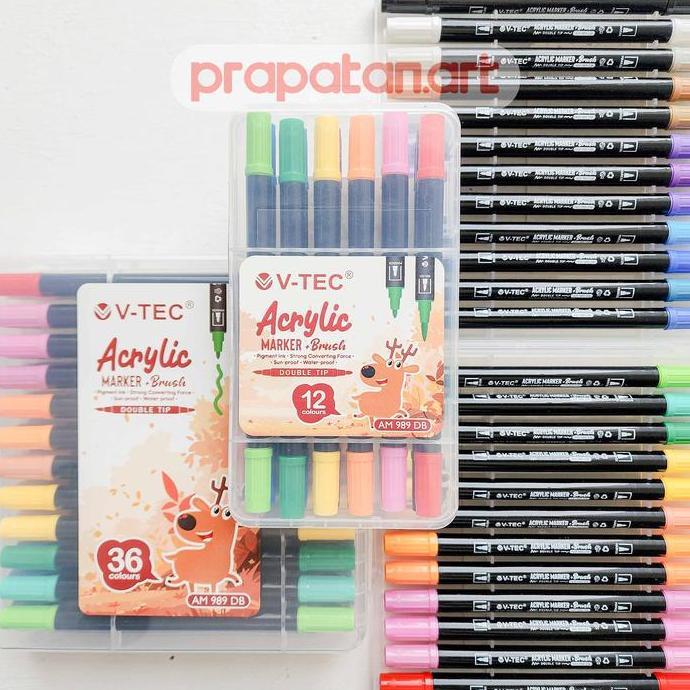 V-Tec Acrylic Marker + Brush | Spidol Akrilik