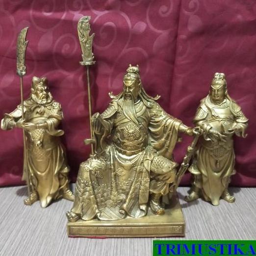 Patung Kwan Kong / Kwan Kung (1 set) kuningan
