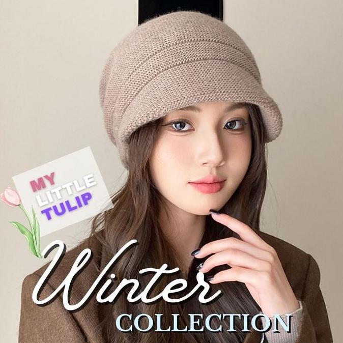 Topi Ciput Rajut Polos / Topi Kupluk Musim Dingin Wanita / Double Knitted Winter Hat / Topi Pet Cipu