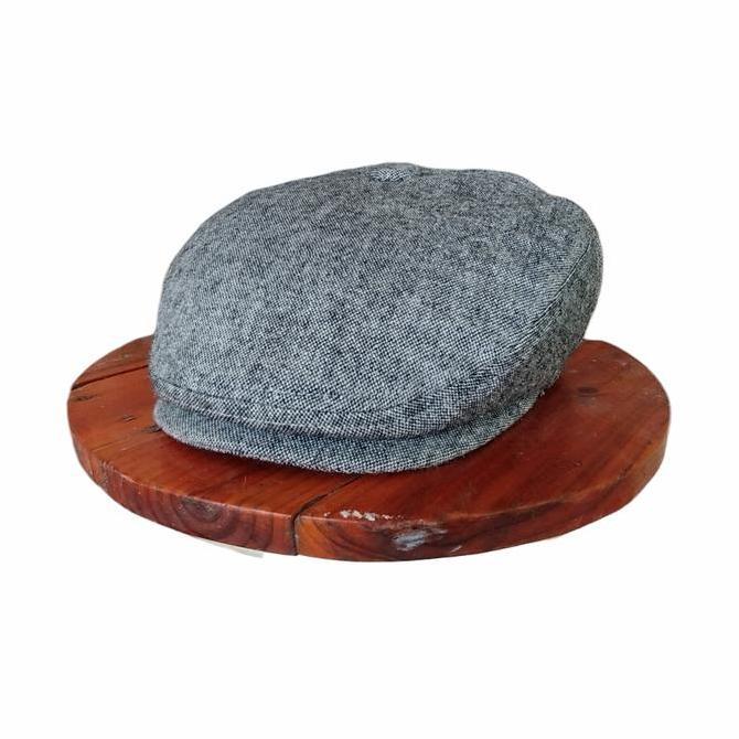 Topi flat cap hooligan Abu wool premier klasik