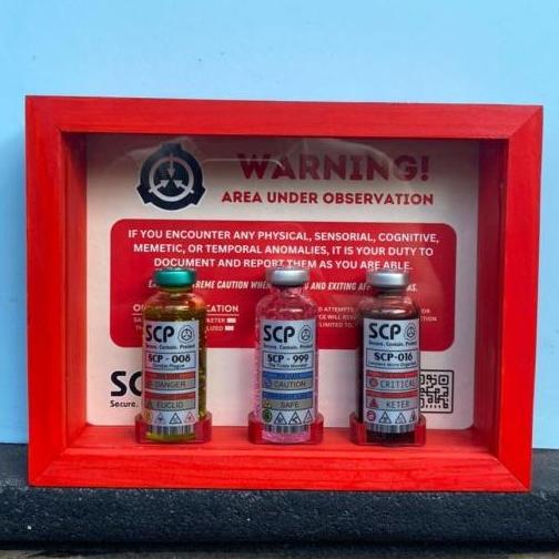 Frame 3D SCP Secure Contain Protect 3 Bottle Pajangan Dinding