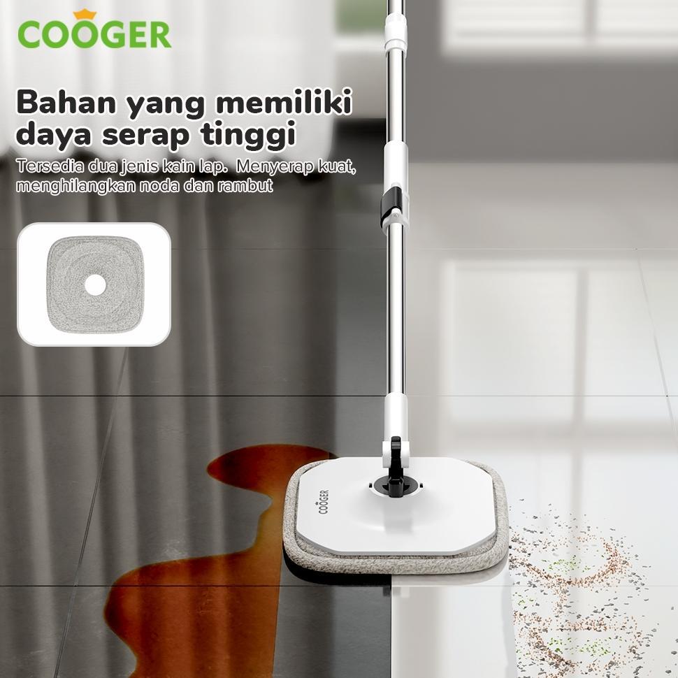 COOGER Alat Pel Lantai Panda 2in1 Single Spin Mop DAPAT 2 Kain Refill- Spin Mop Putar 360 Derajat, A
