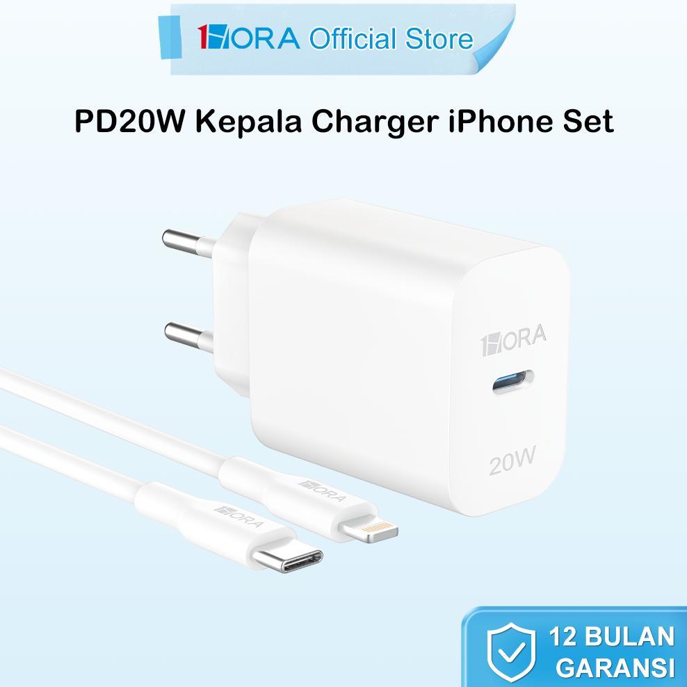 1HORA PD20W Kepala Charger iPhone Fast Charging For iPhone 13 12 11 Xr Original Kabel C to Lightning