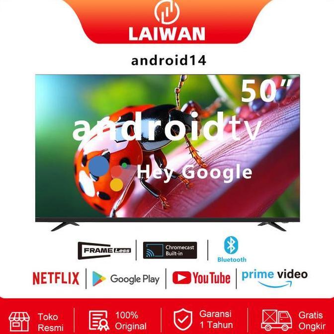 Terlaris [Laiwan] Frameless Smart Tv  Led Android 50 Inch Tv 4K Televisi Led Tv 32 Inch 43 Inch